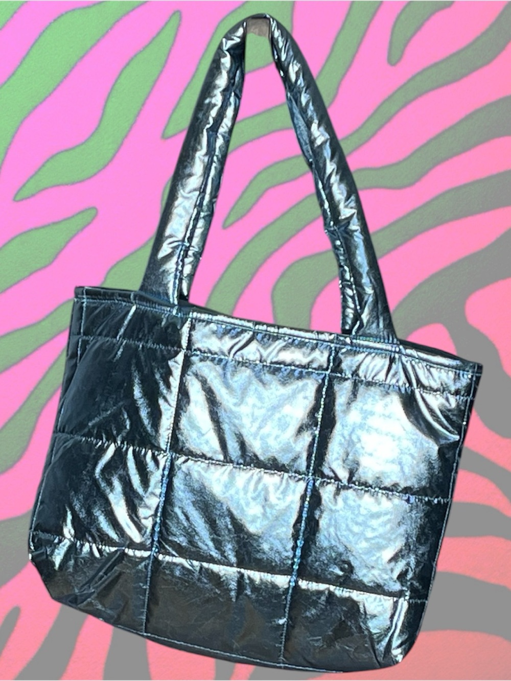 ice princess raver puffer tote bag